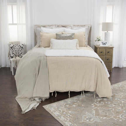 Natural King Cotton Washable Polyester Duvet Cover Set With Two Shams