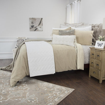 Natural Queen Cotton Washable Polyester Duvet Cover Set With Two Shams