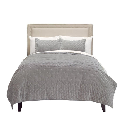 Gray Polka Dots Queen Quilt