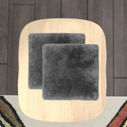 Set Of Two 17" X 17" Charcoal Linen Solid Color Dining Chair Pad