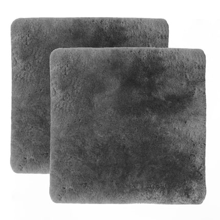 Set Of Two 17" X 17" Charcoal Linen Solid Color Dining Chair Pad