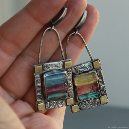 European And American Retro Tribe Crystal Stone Earrings