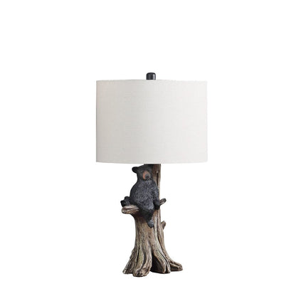 25" Black Blear in a Tree  Table Lamp With Beige Shade