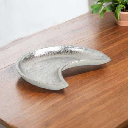7" Silver Crescent Cast Iron Vanity Tray