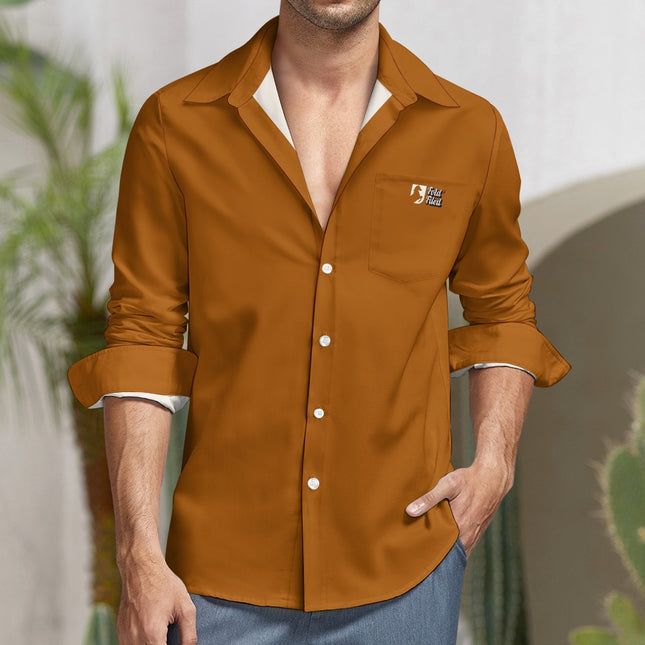 Peach Velvet Casual One Pocket Long Sleeve Shirt