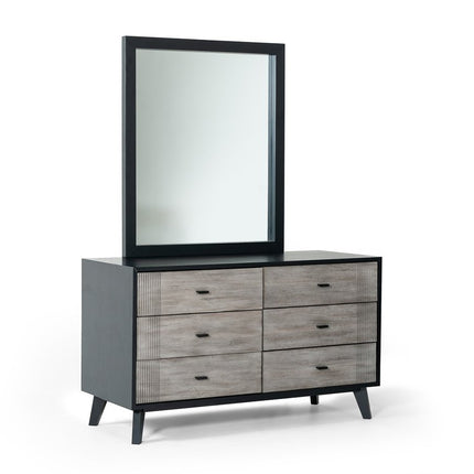 40" Black Ash Veneer Rectangle Wall Mounted Dresser Mirror Engineered Wood Framed