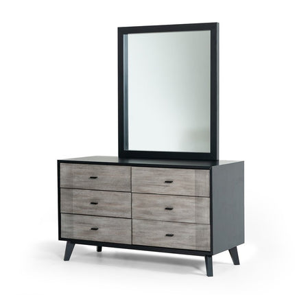40" Black Ash Veneer Rectangle Wall Mounted Dresser Mirror Engineered Wood Framed
