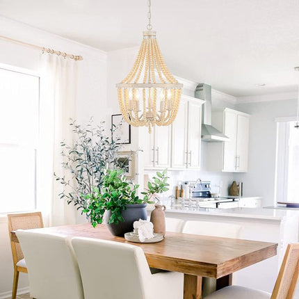 Gold And White Candle Style Five Light Metal Dimmable Chandelier