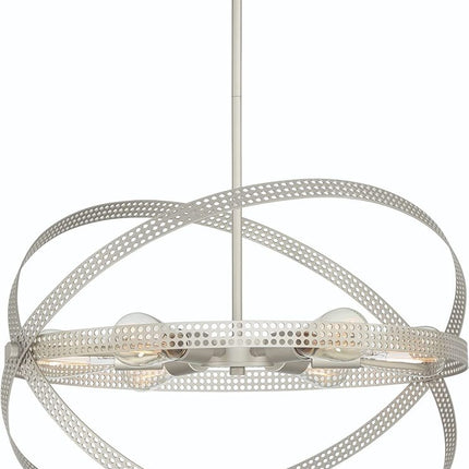 Silver Kitchen Island Six Light Metal Dimmable Chandelier