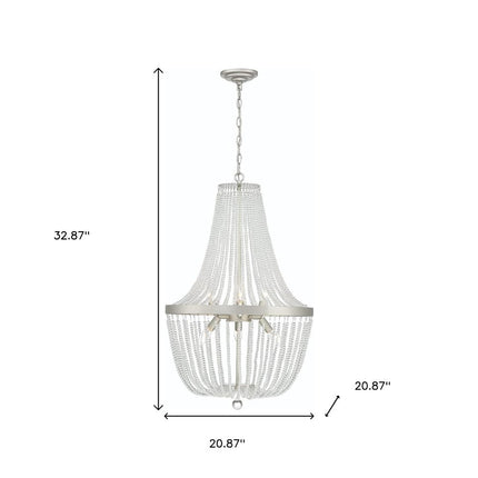 Silver Candle Style Six Light Metal Dimmable Chandelier