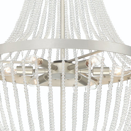 Silver Candle Style Six Light Metal Dimmable Chandelier