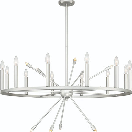 Silver Candle Style Multi Light Metal Dimmable Chandelier