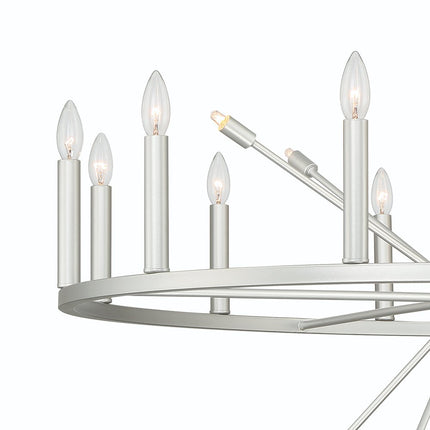 Silver Candle Style Multi Light Metal Dimmable Chandelier