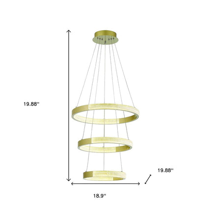 Gold Candle Style Three Light Metal LED Dimmable Chandelier