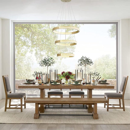 Gold Candle Style Three Light Metal LED Dimmable Chandelier