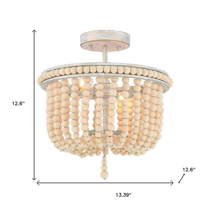 Gold And White Unique Statement Two Light Metal Dimmable Flush Chandelier