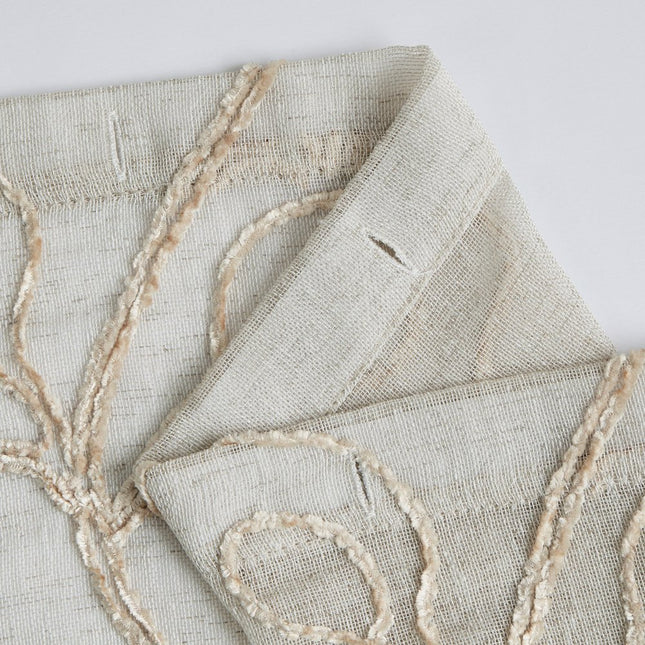 72" Ivory And Beige Embroidered Floral Shower Curtain