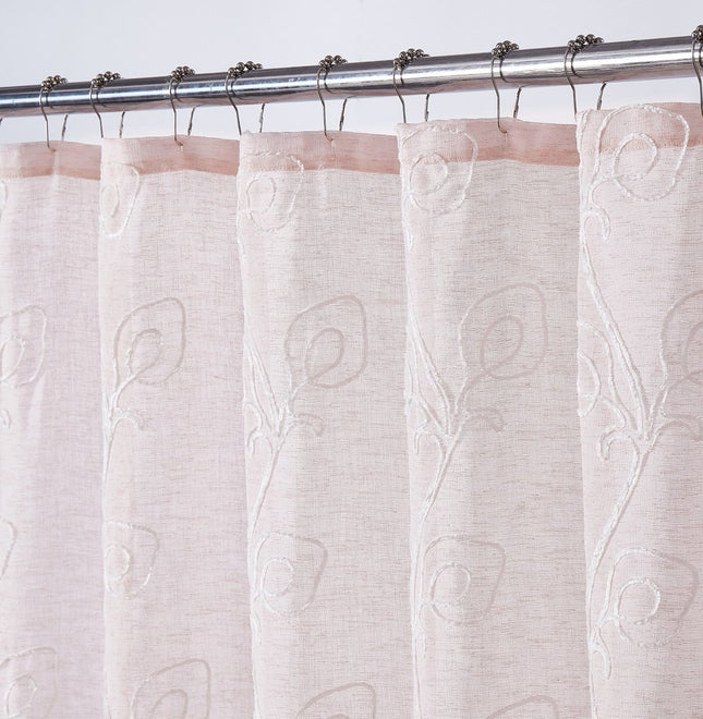 72" Blush And Ivory Embroidered Floral Shower Curtain