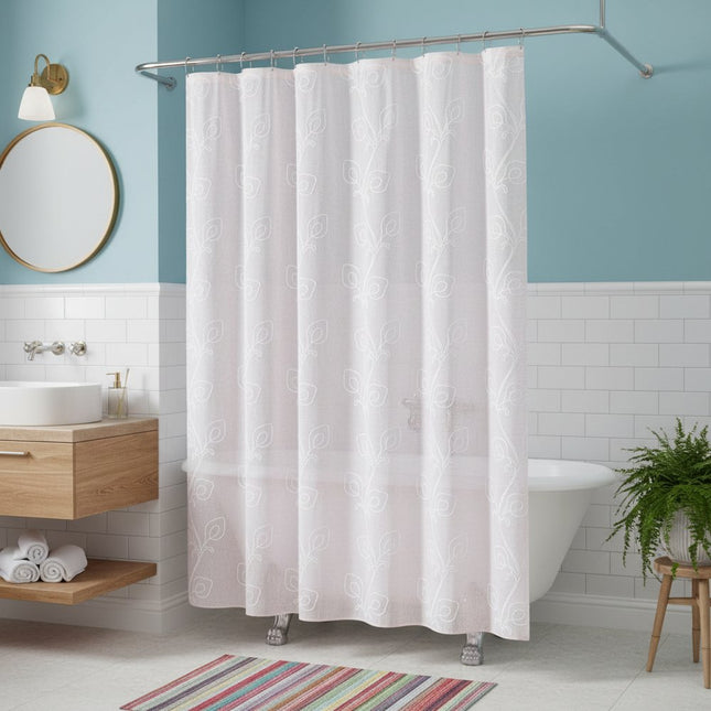 72" Blush And Ivory Embroidered Floral Shower Curtain