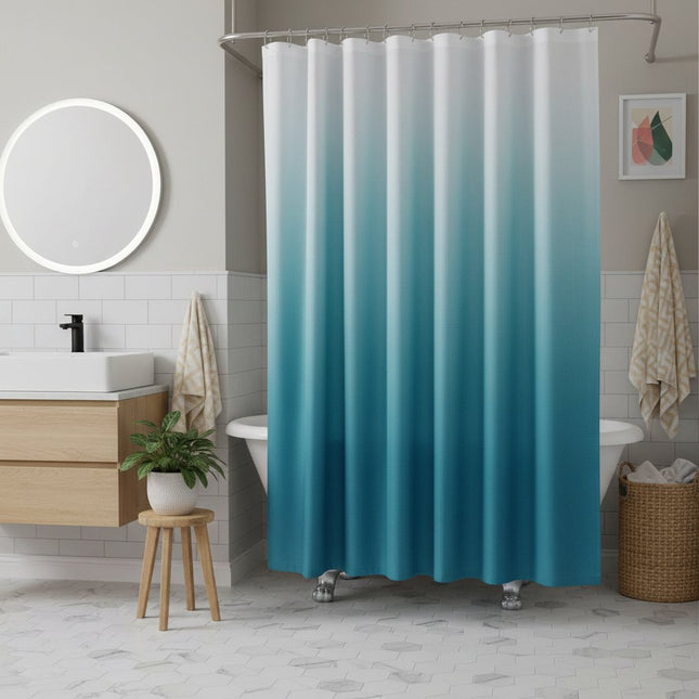 72" White And Blue Ombre Shower Curtain