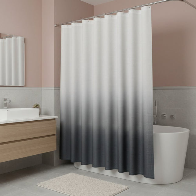72" White And Black Ombre Shower Curtain