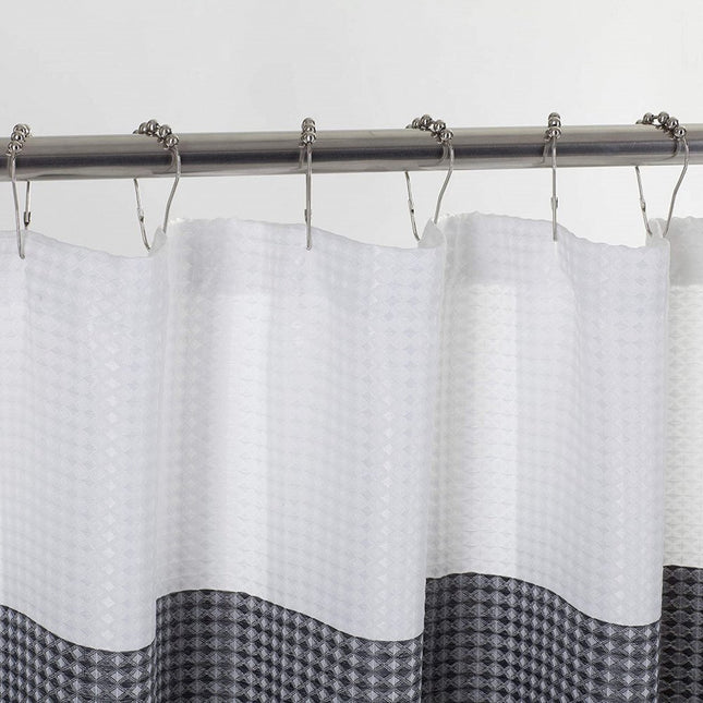 72" White And Black Striped Shower Curtain