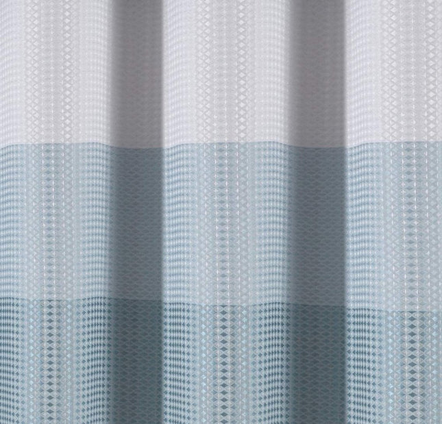 72" White And Blue Striped Shower Curtain