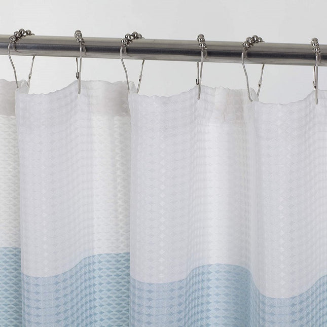 72" White And Blue Striped Shower Curtain