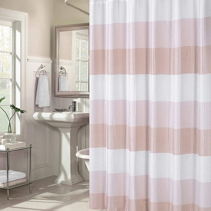 72" White And Pink Striped Shower Curtain