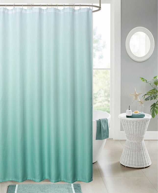 72" White And Sea Green Ombre Shower Curtain