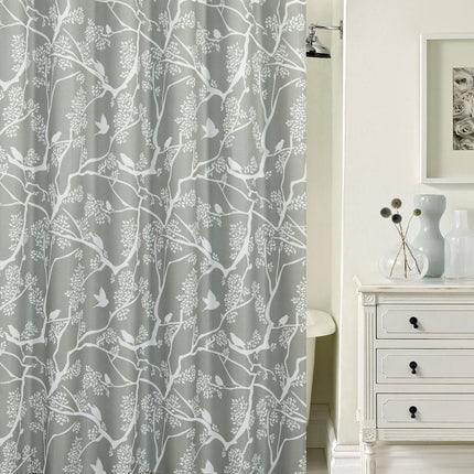 72" Gray And White Bird Shower Curtain