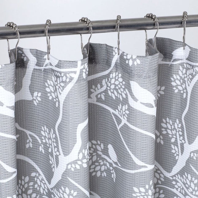 72" Gray And White Bird Shower Curtain