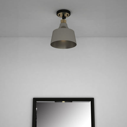 Gray Shaded Metal Dimmable Flush Chandelier With Gold Shades