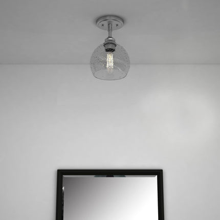 Nickel Shaded Metal Dimmable Flush Chandelier With Clear Shades