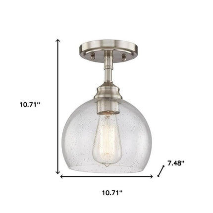 Nickel Shaded Metal Dimmable Flush Chandelier With Clear Shades