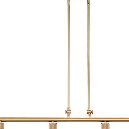 Gold Kitchen Island Four Light Metal and Seeded Glass Dimmable Chandelier With Clear Shades