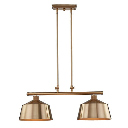 Gold Kitchen Island Two Light Metal Dimmable Chandelier With Gold Shades