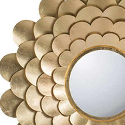 32" Gold Scalloped Iron Framed Accent Mirror