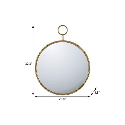 32" Gold Round Iron Framed Accent Mirror