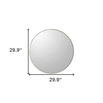 30" Gold Round Wood Framed Accent Mirror