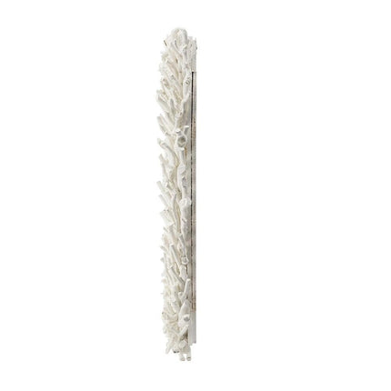 28" White Rattan Framed Accent Mirror