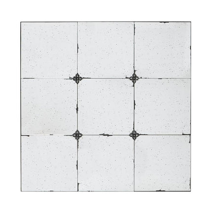 36" Black Square Iron Framed Antiqued Glass Accent Mirror