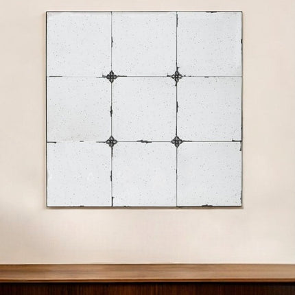 36" Black Square Iron Framed Antiqued Glass Accent Mirror