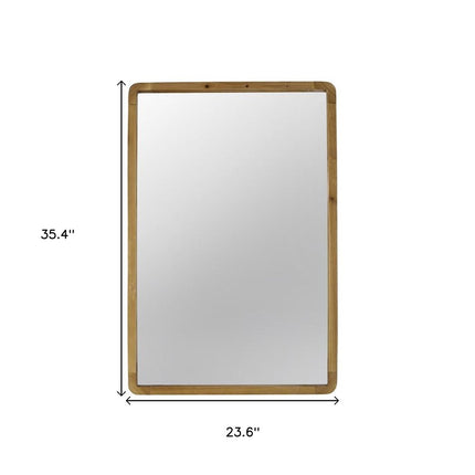 35" Brown Solid Wood Framed Accent Mirror