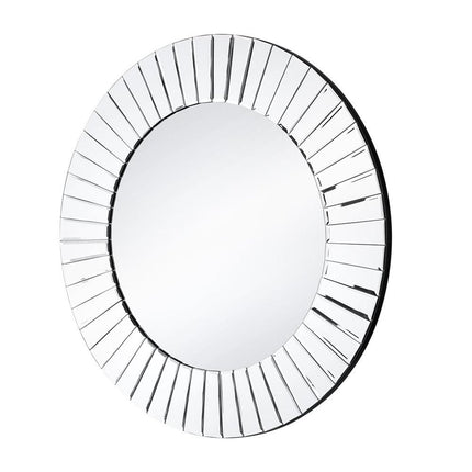 24" Clear Round Beveled Glass Framed Accent Mirror
