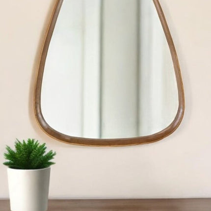 37" Brown Abstract Wood Framed Accent Mirror