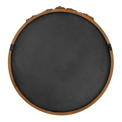 30" Brown Crowned Top Antiqued Glass Framed Accent Mirror