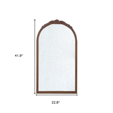 42" Brown Crowned Top Antiqued Glass Arch Framed Accent Mirror
