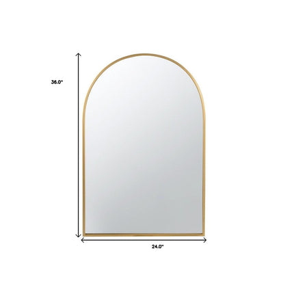 36" Gold Arch Iron Framed Accent Mirror