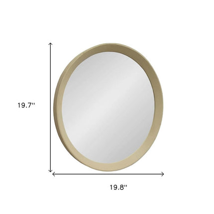 20" Cream Round Wood Framed Accent Mirror